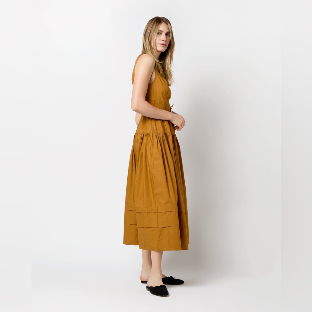 Ulla Johnson Kiran Dress Topaz 6 Sleeveless V-Neck Midi Length Golden Yellow - Picture 12 of 14